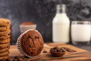 Fresh baked banana muffins photo