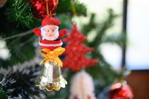 Close-up of Christmas tree decorations photo