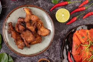 Pork cutlet with chilies and garlic photo