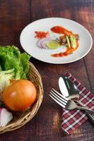 Cooking ingredients in a woven basket photo