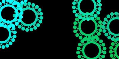 Dark green vector backdrop with virus symbols.