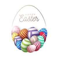 Happy easter card with eggs vector