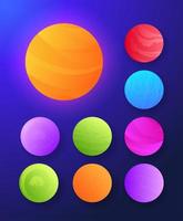 Futuristic abstract set of sun and planets collection vector