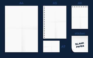 Set of crumpled four Standard blank series paper set vector