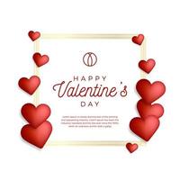 Lovely gold outline frame or border with hearts vector