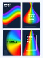 conjunto de carteles de stock de ondas de gradiente de arco iris vector