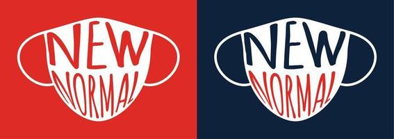 New normal face mask set vector