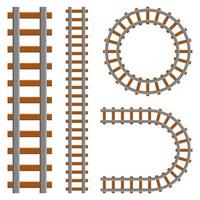 Ilustración de diseño de vector de conjunto de ferrocarril aislado sobre fondo blanco