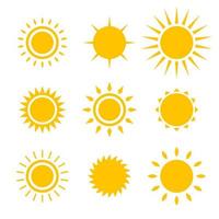 Ilustración de diseño de vector de conjunto de iconos de sol aislado sobre fondo blanco