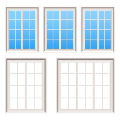 Retro wooden windows set