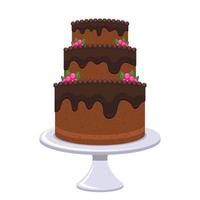 Ilustración de diseño de vector de pastel de cumpleaños aislado sobre fondo blanco