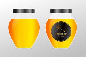 Mock up glass honey jar with design label or badges vector