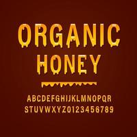 'Honey' Vintage Sans Serif Rounded Alphabet. Retro Typography with Rich Colors and Juicy Tasty Look. Vector Illustration.