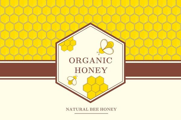 Honey background with bees and cells