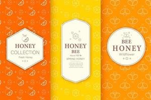 Natural honey pattern collection. Warm color palette of golden tints vector