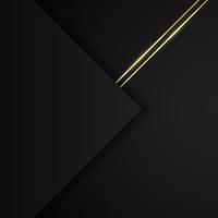 Abstract black geometric paper overlapping layers background with golden lines decoration. vector