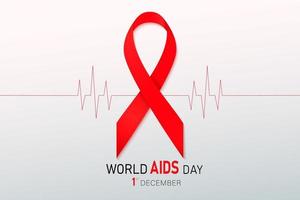 cinta roja de concienciación sobre el vih. concepto del día mundial del sida. ilustración vectorial moderna vector