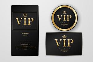 VIP party premium invitation cards posters flyers. Black and silver design template set.