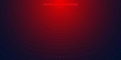 Abstract red radial dots pattern halftone on dark blue gradient background. Technology digital concept futuristic neon lighting. vector