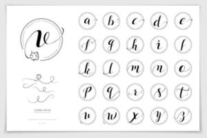 Hand drawn alphabet written with brush pen. vector