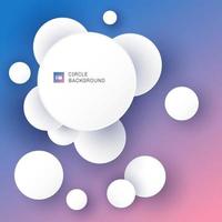 White circles overlapping with shadow on blue and pink gradient background. vector