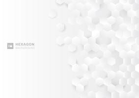 Abstract paper style hexagon pattern on white Background with light and shadow. vector