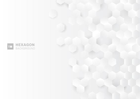 Abstract paper style hexagon pattern on white Background with light and shadow.