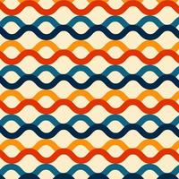 Wave lines pattern retro color style background vector