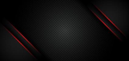 Abstract metallic red shiny color black frame layout modern tech design template on carbon fiber material background and texture vector