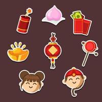 Celebrating Joyful Chinese New Year Sticker Set vector