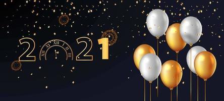 Golden Countdown Clock and Baloon Background vector