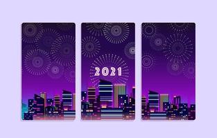 conjunto de banner de fuegos artificiales de la ciudad púrpura vector