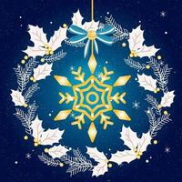 Golden Snowflake Within White Wreath vector