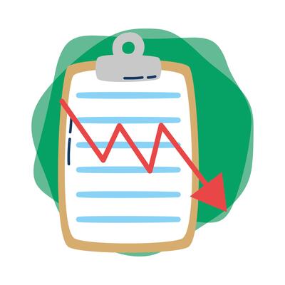 checklist clipboard with statistics arrows