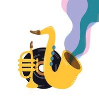 saxophone and musical instruments icons vector