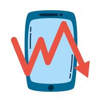 smartphone device technology with arrow statistics vector