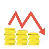 pile coins money dollars with arrow statistics vector