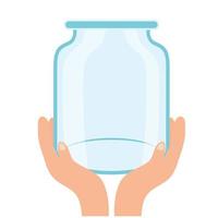 hands lifting donation jar glass vector