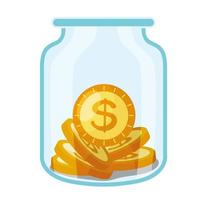donation jar glass with coins money vector