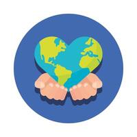 hands lifting world planet earth with heart shape vector