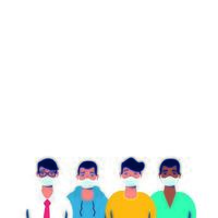 group of men using face masks characters vector