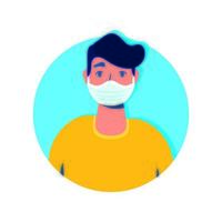 young man using face mask for covid19 vector