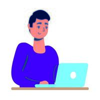 man using laptop computer icon vector