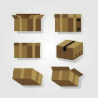 set boxes carton delivery service vector