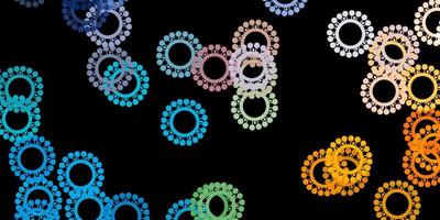 Dark blue, yellow vector backdrop with virus symbols