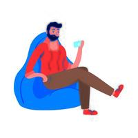 young man using smartphone in sofa vector