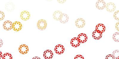 Light red, yellow vector background with spots.