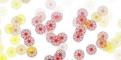 Light red, yellow vector natural backdrop with flowers.