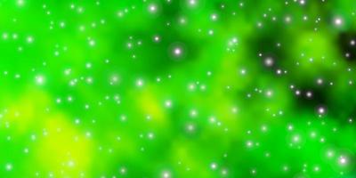 Light Green, Yellow vector background with colorful stars.