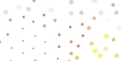 Light red, yellow vector background with christmas snowflakes.